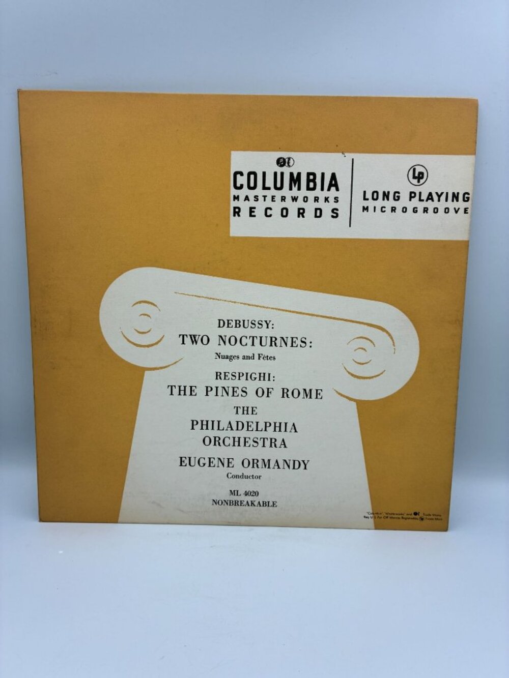 Debussy & Respighi The Philadelphia Orchestra Eugene Ormandy Columbia LP ML 4020